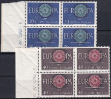 FINNLAND 1960 Mi-Nr. 525/26 ** MNH Seitenrand Viererblocks - Ongebruikt