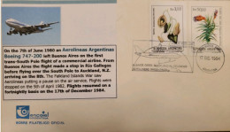 MI) 1984, ARGENTINA, BOEING AIRLINES, FROM BUENOS AIRES TO NEW ZEALAND, TRANSANTARCTIC REGULAR FLIGHT, FLOWER STAMPS, XF - Usados