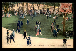 14 - DEAUVILLE - LES COURSES - LA PELOUSE - CARTE COLORISEE - Deauville