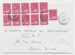 BEQUET 50C CARNET BLOC DE 10+1 LETTRE REC 21 DIJON 16.4.1975 - 1971-1976 Marianne Of Béquet