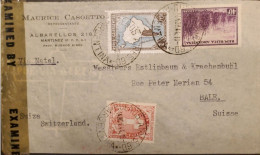 MI) 1944, ARGENTINA, CENSORED, VIA NATAL, FROM BUENOS AIRES TO SWITZERLAND, AIR MAIL, SUGAR CANE, MAP OF ARGENTINA WITHO - Gebruikt