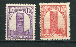 MAROC: TOUR HASSAN N° Yvert 212B+213B ** GOMME MATE - Unused Stamps