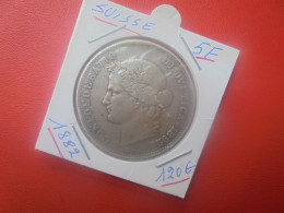 SUISSE 5 FRANCS 1892 ARGENT ASSEZ RARE (A.5) - 5 Francs