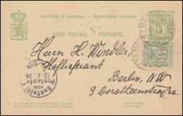 Luxemburg Postkarte P 49IIb Aus LUXEMBOURG-VILLE 10.2.1893 Nach BERLIN 12.2.93  - Sonstige & Ohne Zuordnung