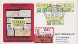 1.1  ATM-Ergänzungswerte 2mal 250 + 130 Pf Auf Eil-R-Schmuck FDC ESSt 1.7.1982 - Automaatzegels [ATM]