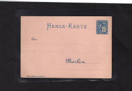 Privatpost, Hansa Berlin 2 Pf Ganzsache Karte, Ungebraucht. - Private & Local Mails