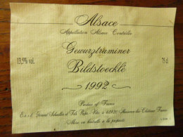 Bildstoecklé - 1992 - Appellation Alsace Controlée - GEWURZTRAMINER - Gérard Schueller Et Fils - Husseren Les Châteaux - Gewürztraminer