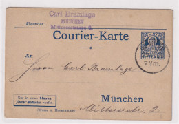 Privatpost, Courier-Karte München, 1,5 Pfg. Blau, Gelaufen. - Privatpost