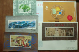 China.5 Souvenir Sheets.2 Of Them On FDC - Briefe U. Dokumente