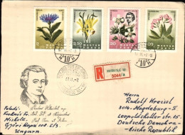 1967-Ungheria Hungary Magyar S.7v."Fiori"su Due Raccomandate Fdc Illustrate - FDC