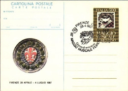 1987-cartolina Postale L.500-50 Maggio Musicale Fiorentino Con Annullo Speciale  - Entiers Postaux