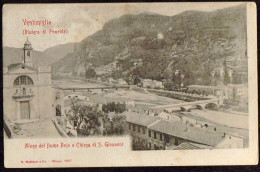 1905-Ventimiglia Alveo Del Fiume Roja E Chiesa Di S.Giovanni, Viaggiata - Imperia