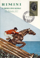 1957-cartolina Commemorativa Rimini II^concorso Ippico Nazionale,annullo Della M - Horse Show