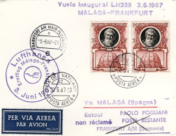 Vaticano-1967 I^volo Lufthansa Malaga (Spagna) Francoforte Del 3 Giugno - Airmail