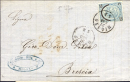 1865-piego Con Testo Affrancato 20c.su 15c.Ferro Di Cavallo I Tipo Cat.Sassone E - Poststempel