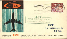 1961-Svizzera I^volo SAS DC8 Zurigo Roma Del 7 Settembre - First Flight Covers