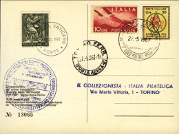 1967-cartolina Commemorativa 50^ Primo Francobollo Posta Aerea Volo Roma Torino  - Luftpost