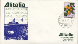 1975-San Marino Aerogramma Alitalia I^volo Caravelle AZ 350 Pisa-Parigi - Airmail