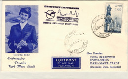 1958-volo Lufthansa Firenze-Lipsia (DDR)del 26 Aprile Affr. L.60 Lourdes Uso Sin - Brieven En Documenten