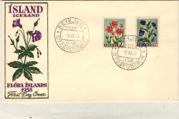 1958-Islanda S.2v."Fiori"su Fdc Illustrata - FDC