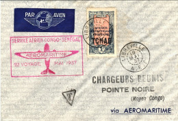 1937-Ciad Bollo Rosso "Service Aerien Congo-Senegal Aeromaritime 1 Voyage May193 - Tsjaad (1960-...)