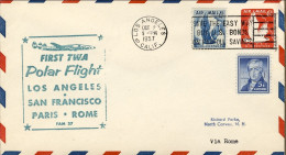 1957-U.S.A. Con Bollo Figurato Verde I^volo Polare TWA Los Angeles-Roma Del 2 Ot - Altri & Non Classificati