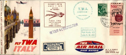 1957-Israele Cat.Pellegrini N.770 Euro 100, I^volo TWA Jetstream Lydda Roma Del  - Airmail