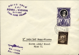 Vaticano-1954 I^volo LAI Linee Aeree Italiane Roma-Vienna Del19 Luglio Cat.Pelle - Airmail