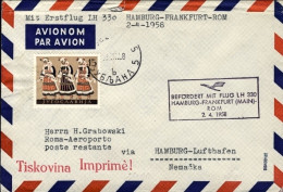 1958-Jugoslavia Cat.Pellegrini N.817 Euro 75, I^volo Lufthansa Hamburg Frankfurt - Luftpost