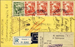 1956-Jugoslavia Cat.Pellegrini N.676 Euro 90 Bollo I^volo Belgrado-Milano Del 5  - Airmail