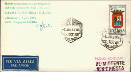 1964-Spagna Iberia I^volo Palma Di Maiorca Milano Del 2 Giugno - Briefe U. Dokumente