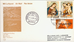 Vaticano-1989  Cartolina Illustrata I^volo Lufthansa LH 1509 Bari Francoforte De - Airmail