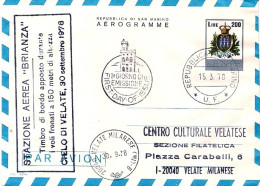 1978-San Marino Aerogramma L.200 Con Bollo "Stazione Aerea Brianza Timbro Di Bor - Poste Aérienne