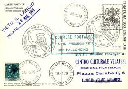 1979-Vaticano Cartolina Postale L.130 Da Velate Milanese (visto Il Lancio) Bollo - Luftpost