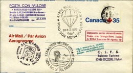 1979-San Marino Aerogramma-Canada ,bollo Amaranto Posta Con Pallone Mongolfiera  - Cartas & Documentos