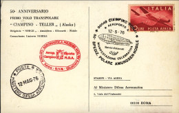 1976-cartolina Cinquantenario 1 Sorvolo Del Polo Nord Spedizione Polare Amundsen - Luftpost