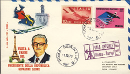 1973-visita A Parigi Del Presidente Leone Volo Speciale Roma Parigi Del 1 Ottobr - Airmail