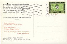 1973-Como Stadio Sinigaglia Cartolina 1 Coppa Aerostatica Henkel Posta Trasporta - Airmail