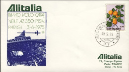 1975-San Marino Aerogramma Alitalia I^volo AZ 350 Pisa Parigi Del 3 Giugno - Corréo Aéreo