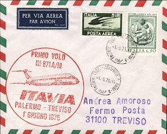 1975-I^volo Itavia Palermo Treviso Del 1 Giugno (100 Pezzi Trasportati) - Airmail