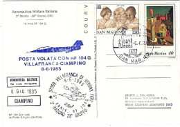 1985-San Marino Aerogramma Cartolina Dell'aeronautica Militare Italiana 3 Raduno - Corréo Aéreo