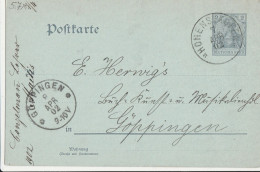 Deutsches Reich  Karte Mit Tagesstempel Hohenstauffen 1902 Stadt Göppingen - Briefe U. Dokumente