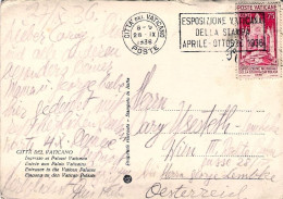1936-Vaticano Cat.Sassone Euro 420, Cartolina Affrancata 75c. Esposizione Mondia - Storia Postale