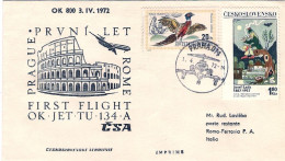 1972-Cecoslovacchia Ufficiale Della CSA I^volo Praga Roma Del 3 Aprile - Aerogramme