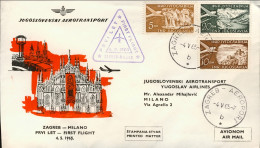 1965-Jugoslavia J.A.T. I^volo Zagabria Milano Del 4 Maggio - Poste Aérienne