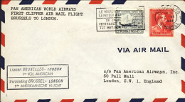 1946-Belgique Belgium Belgio I^volo Pan American World Airways Bruxelles-Londra - Cartas & Documentos