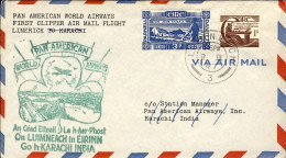 1947-Irlanda Pan American World Airways I^volo Luimneach Karachi - Cartas & Documentos