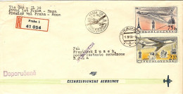 1960-Cecoslovacchia Raccomandata I^volo CSA Praga Roma Del 1 Aprile - Aerogramme