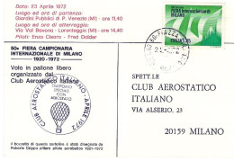 1972-volo In Pallone Libero Organizzato Dal Club Aerostatico Italiano Da Giardin - Luftpost
