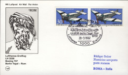 1992-Germania Lufthansa I^volo Boeing 737 Berlino Roma - Lettres & Documents